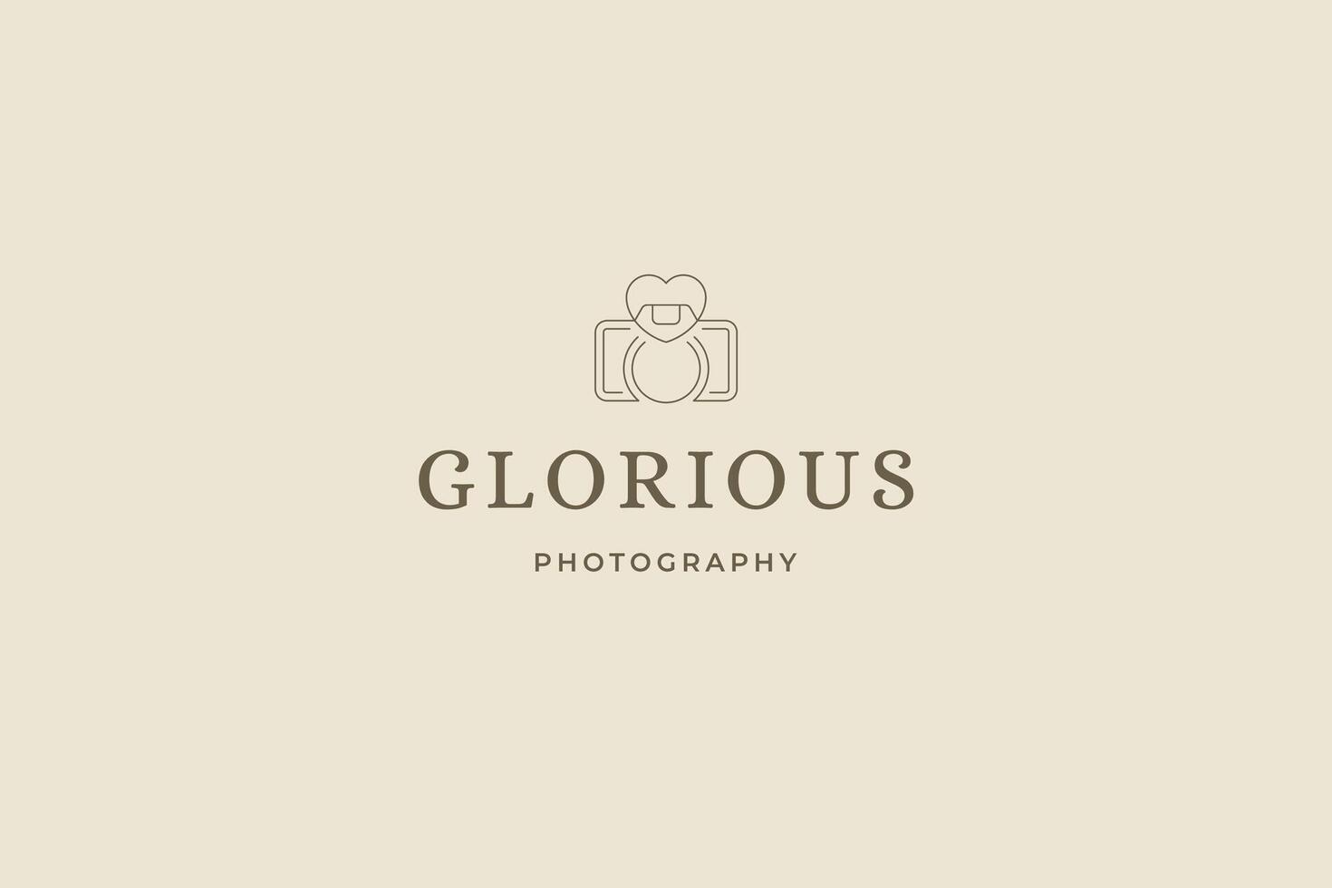 Minimalist romantic feminine retro camera beauty blog photo multimedia line art logo vector