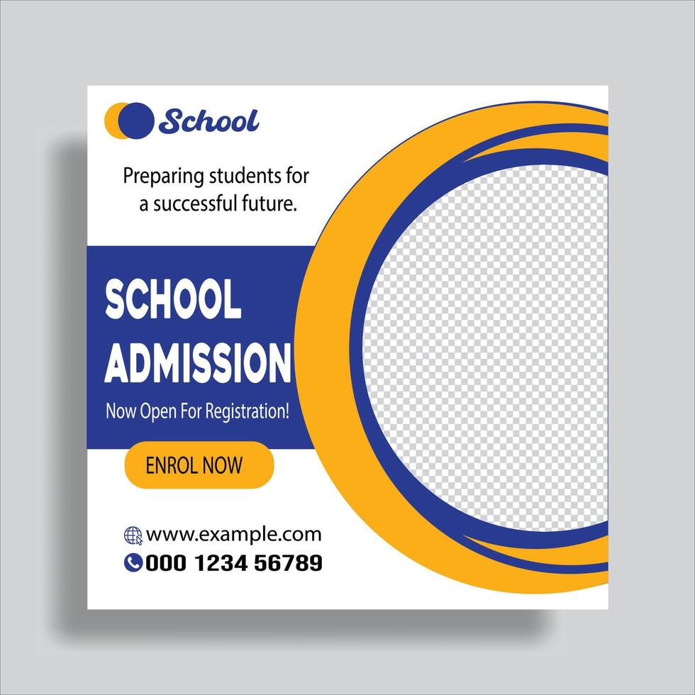 School admission social media post banner, back to school social media post template, back to school admission promotion banner vector