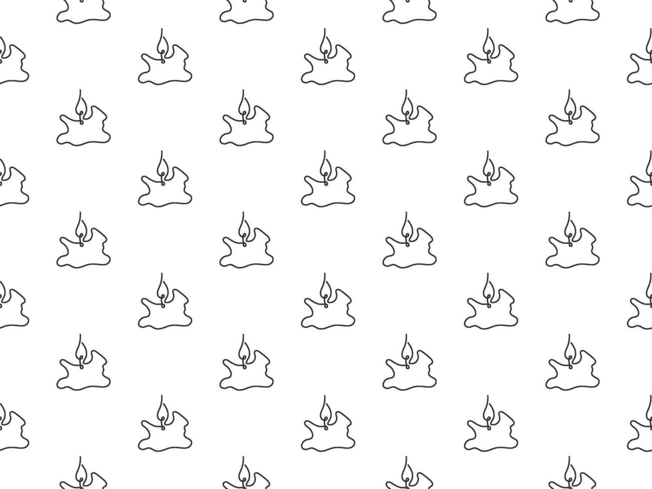 Silhouette of burning aroma candle seamless pattern. Cozy background decor one line art vector
