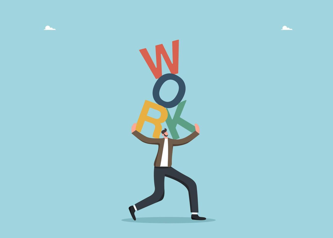 Man has difficulty holding letters work vector