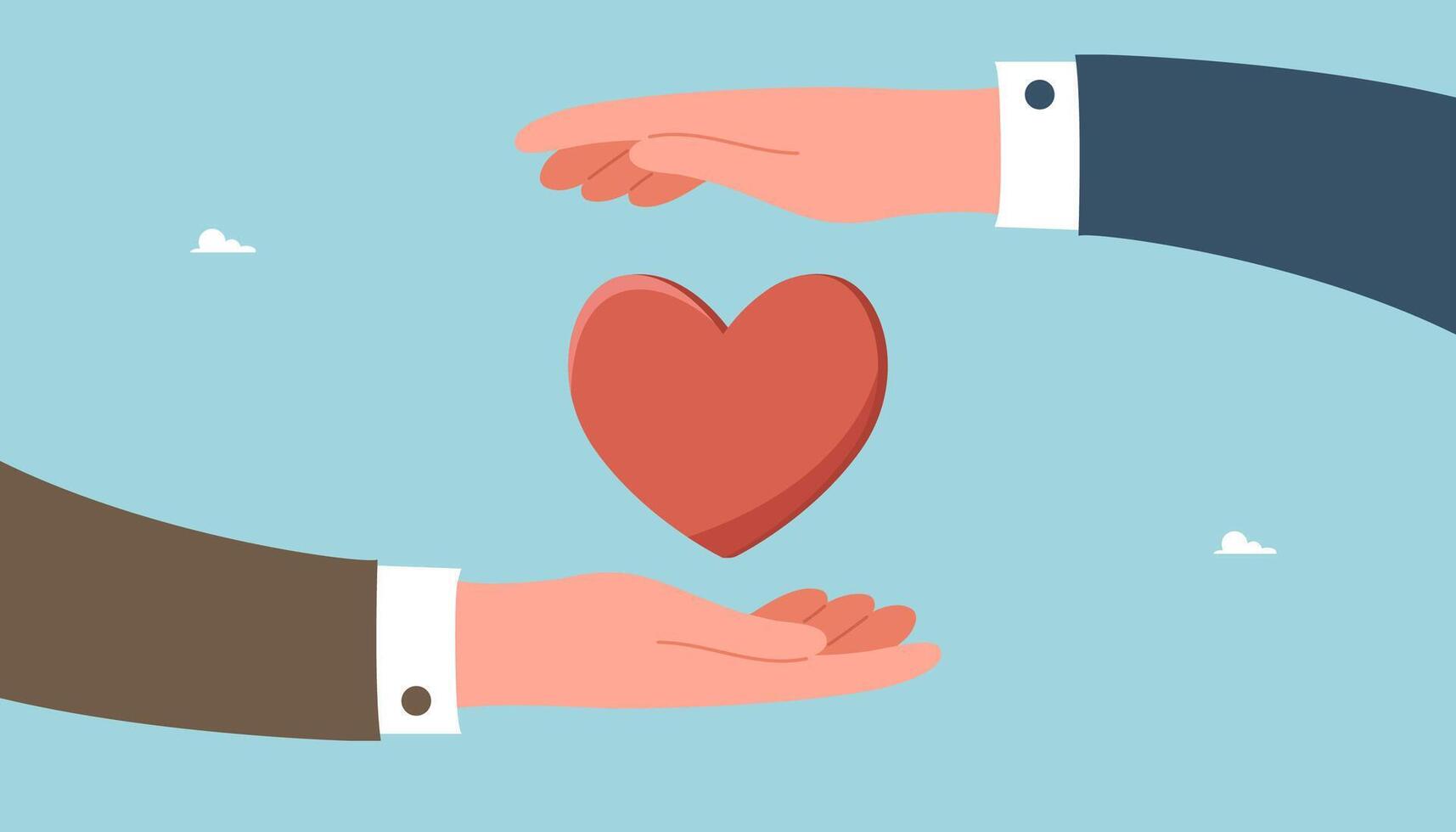Hands protect the heart vector