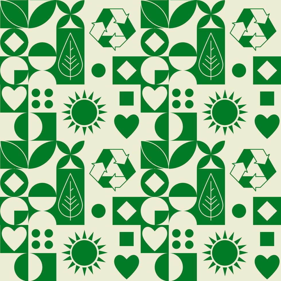 Green eco friendly symbol mosaic seamless pattern vector