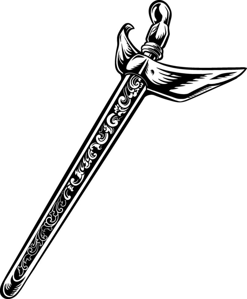 illustration of traditional Indonesian weapon kris vector