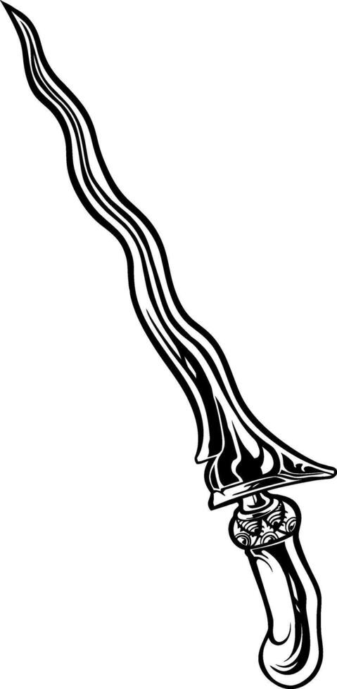illustration of traditional Indonesian weapon kris vector