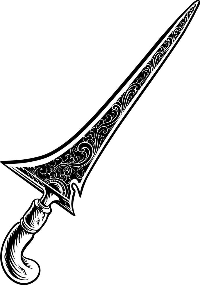 illustration of traditional Indonesian weapon kris vector