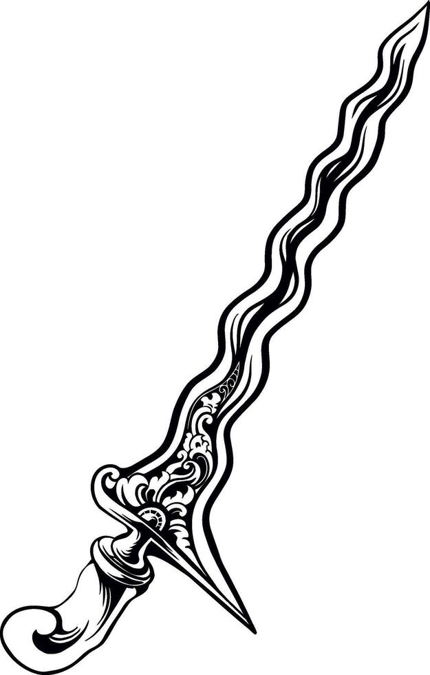illustration of traditional Indonesian weapon kris vector