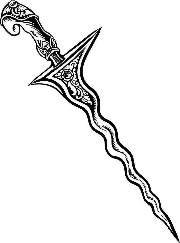 illustration of traditional Indonesian weapon kris vector