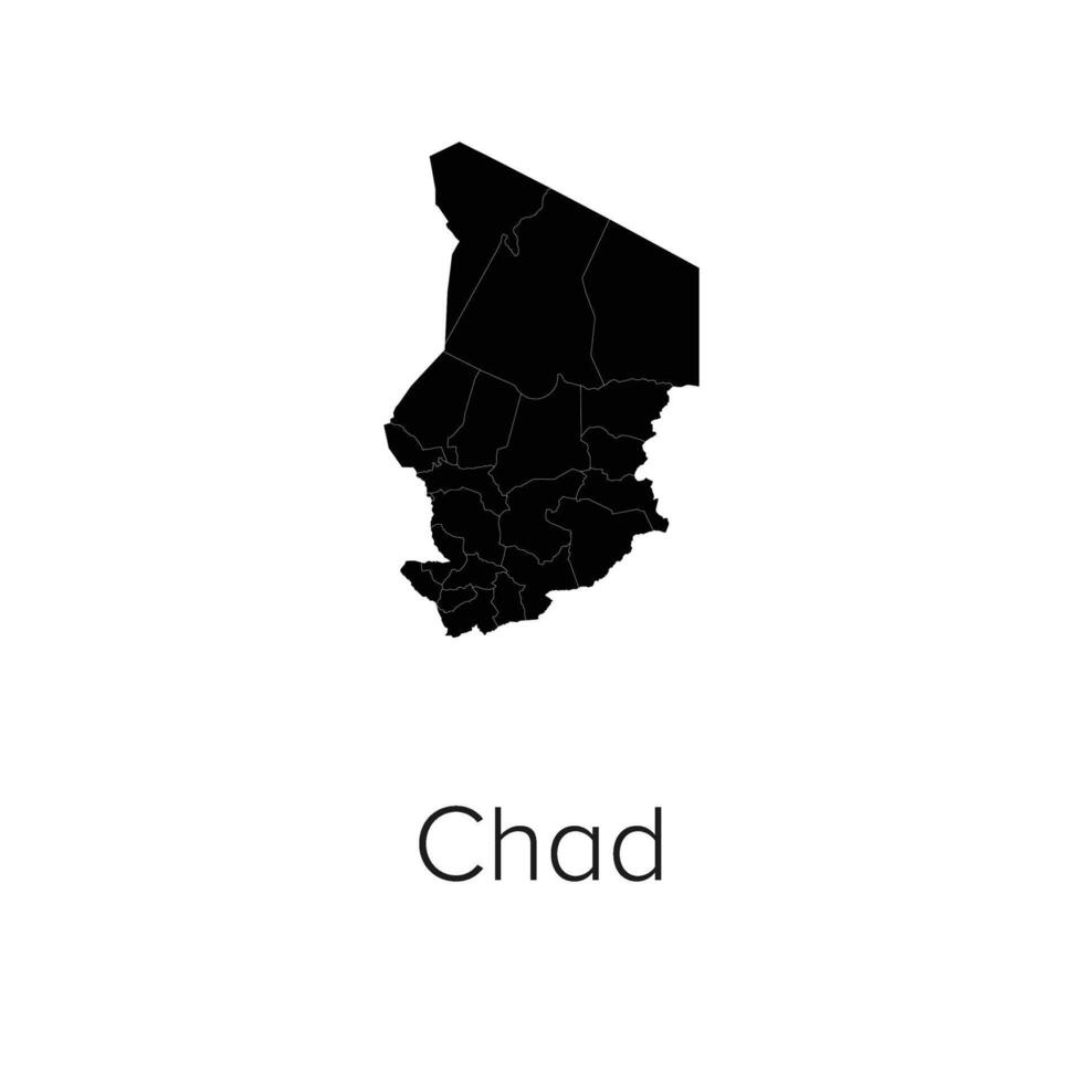 Chad Map Illustration - Silhouette, Outline, Chad Travel and Tourism Map vector