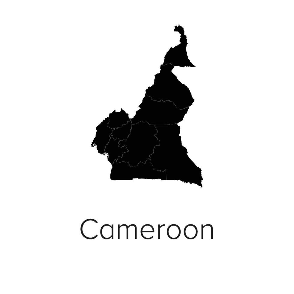 Cameroon Map Illustration - Silhouette, Outline, Cameroon Travel and Tourism Map vector