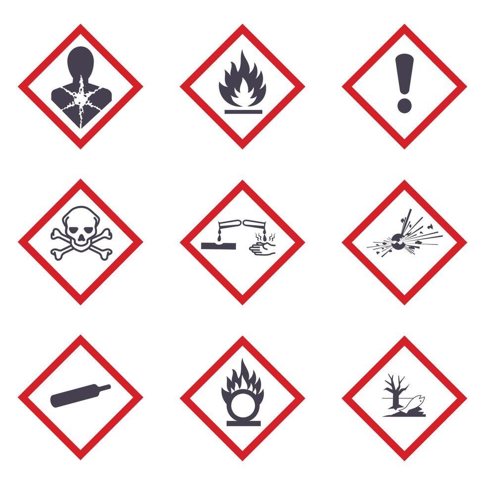 GHS hazard symbols for chemicals icon symbol set of pictograms vector