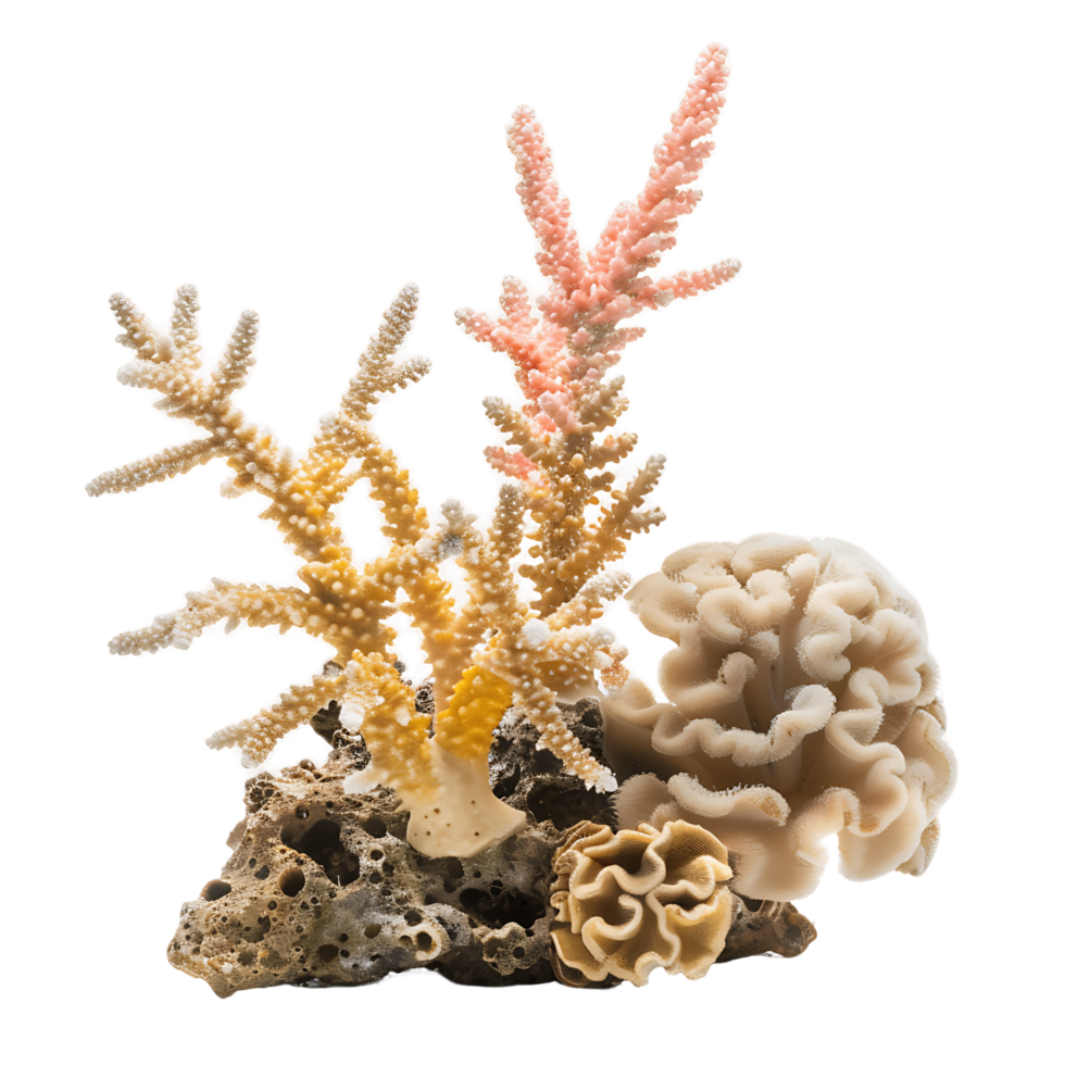 Coral Reef Fragment on Transparent Background png