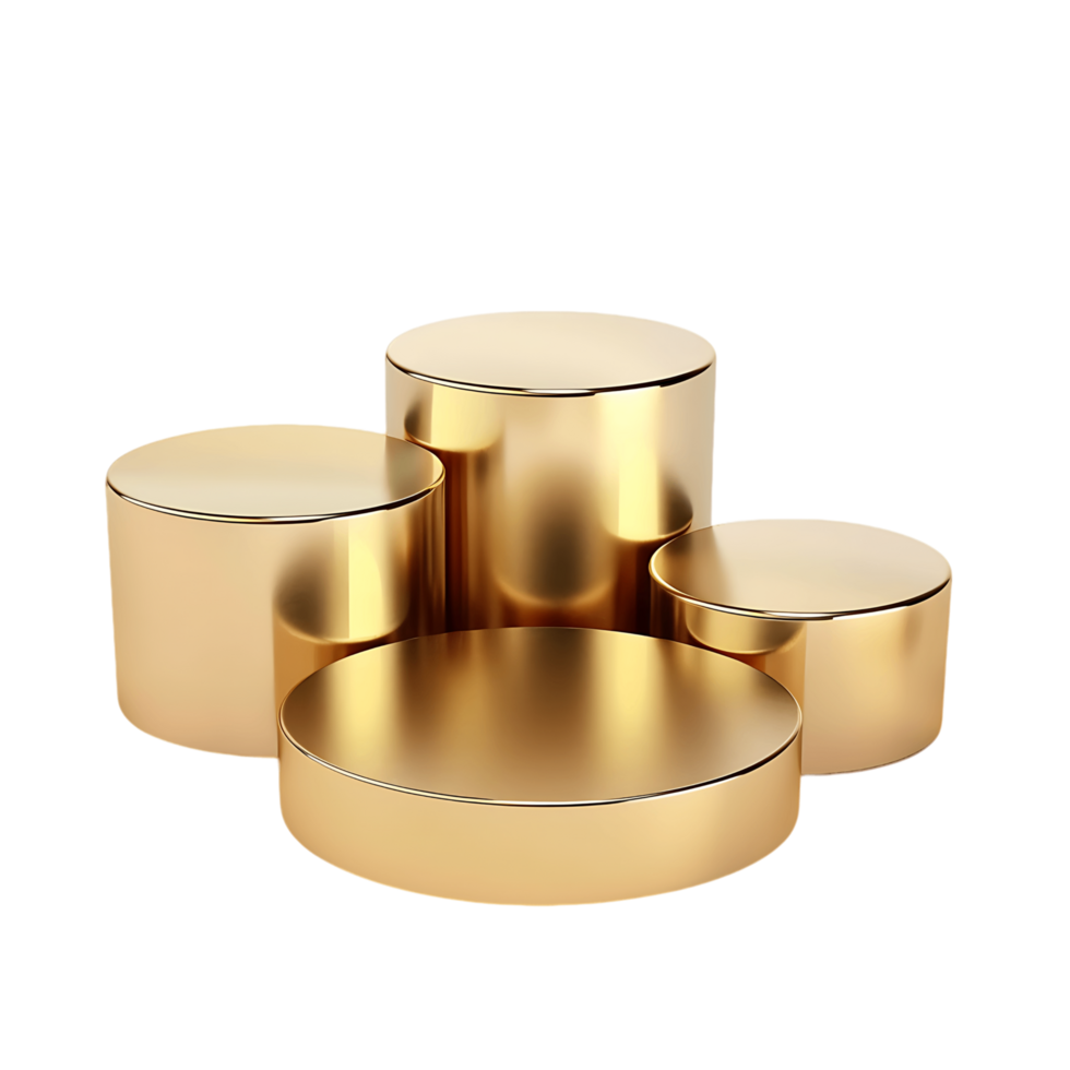 Round Gold Podiums Isolated on Transparent Cutout png