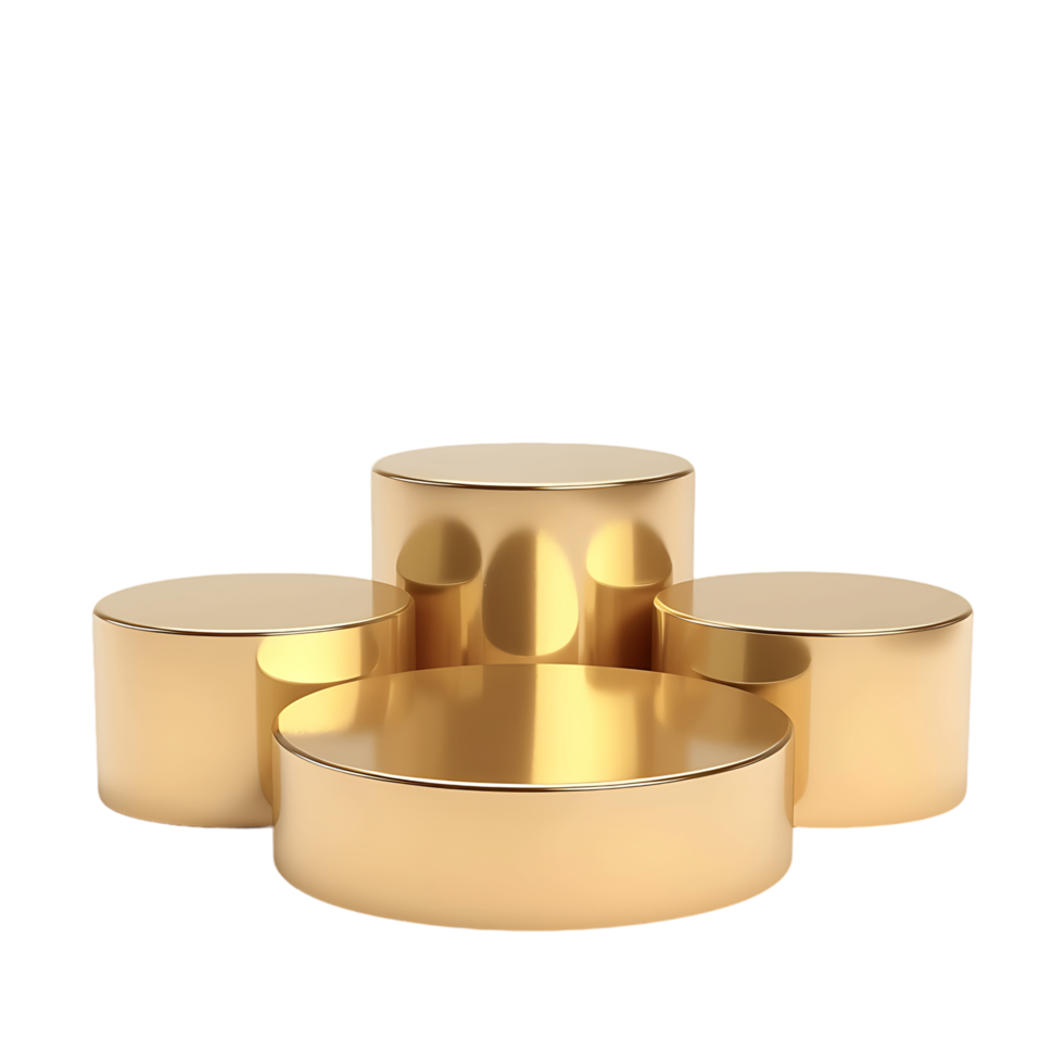 Set of Round Gold Podiums Isolated on Clear Background png