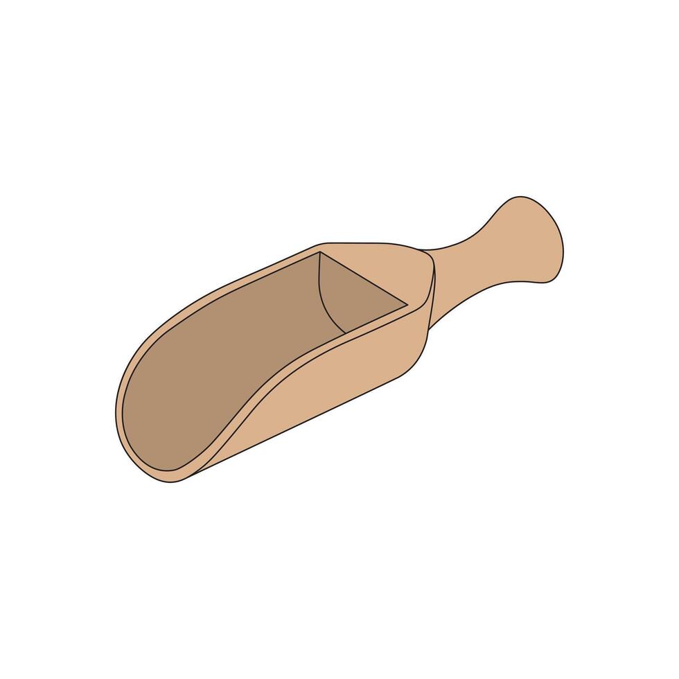 kids drawing cartoon illustration wooden scoop icon Isolated on White vector