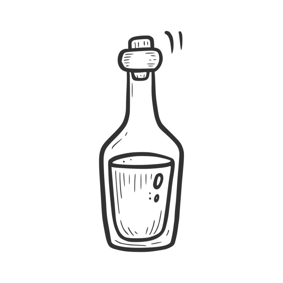 Hand drawn hipster bootle with liquid. vector