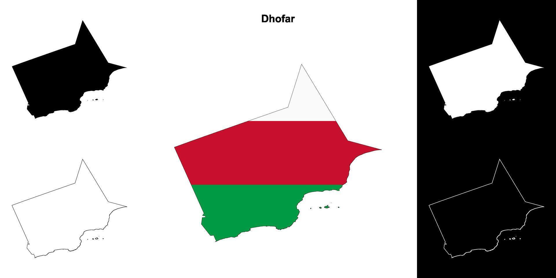 Dhofar governorate outline map set vector