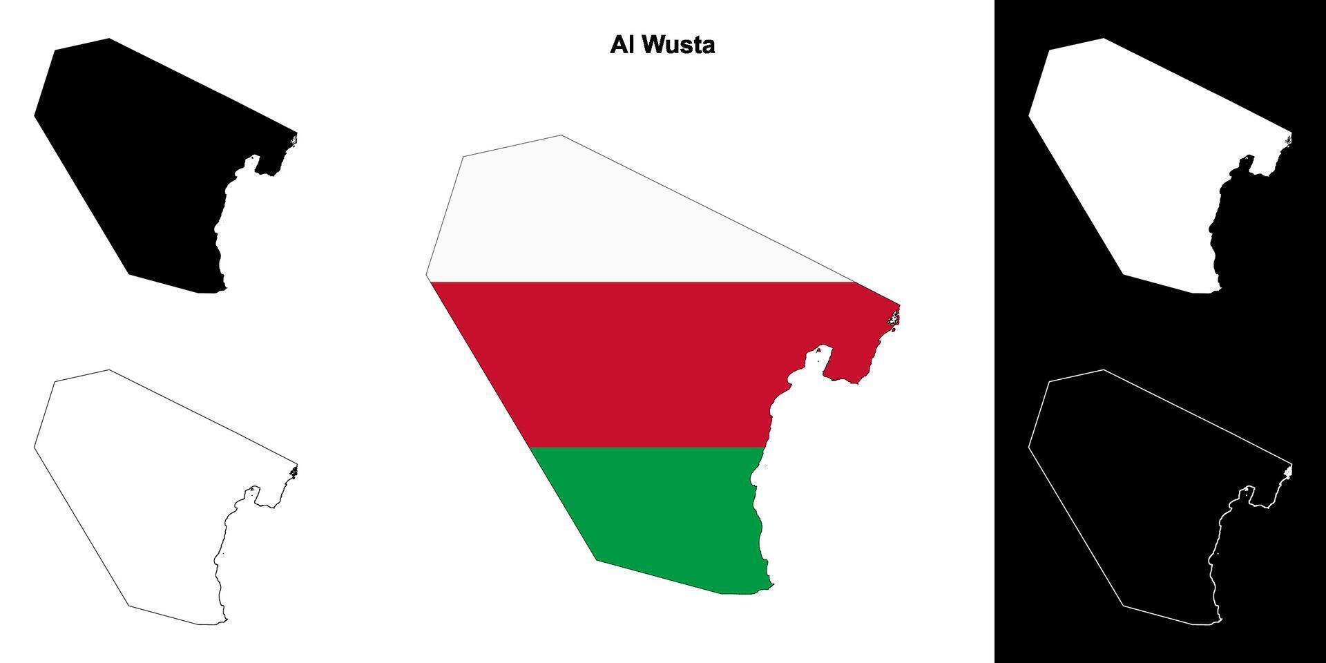 Al Wusta governorate outline map set vector