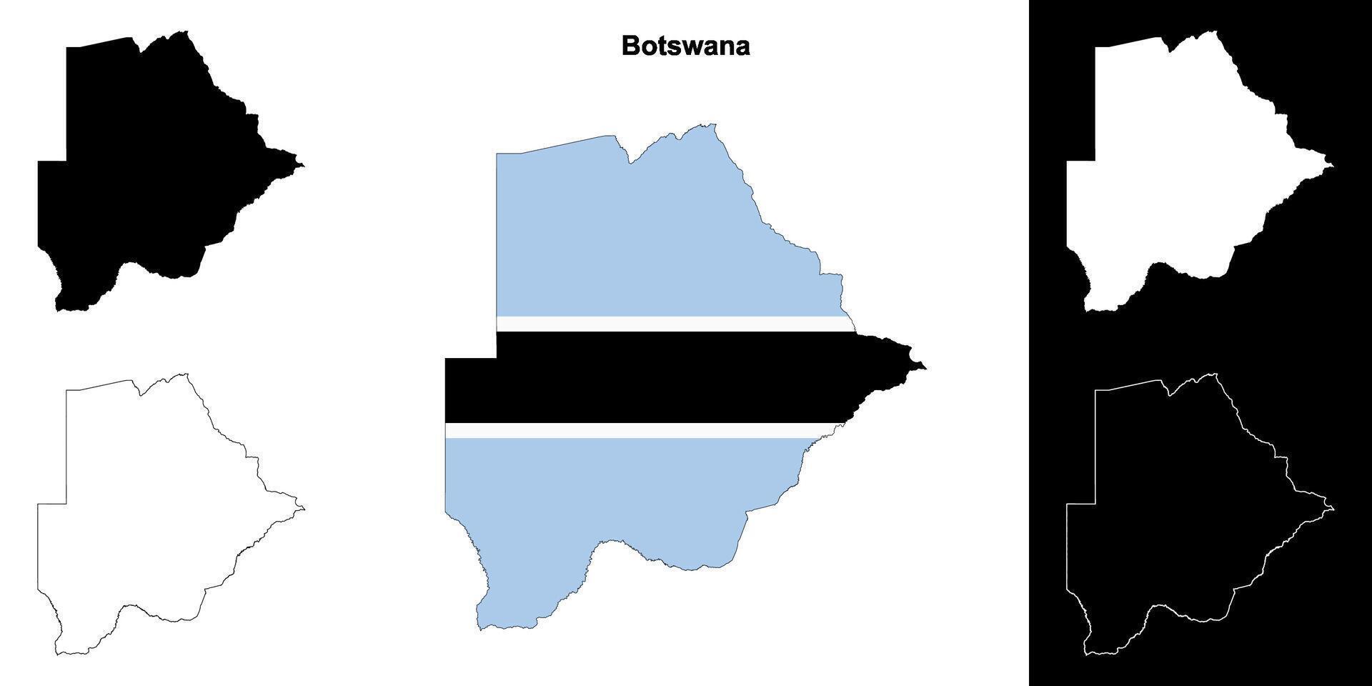 Botswana blank outline map set vector