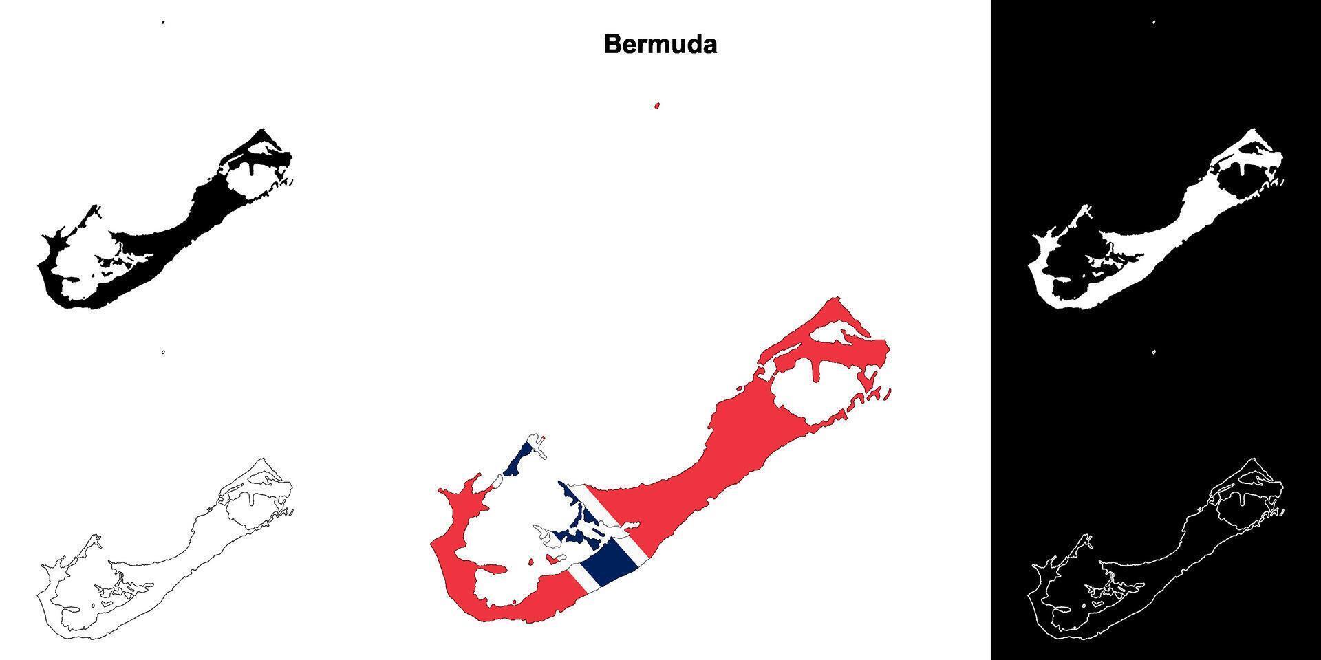 Bermuda blank outline map set vector