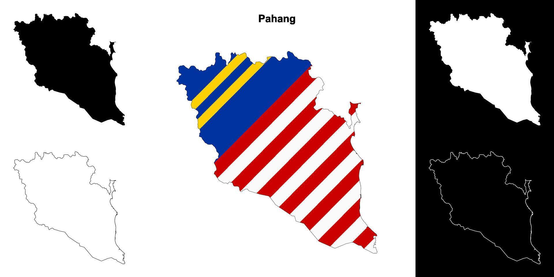 Pahang state outline map set vector