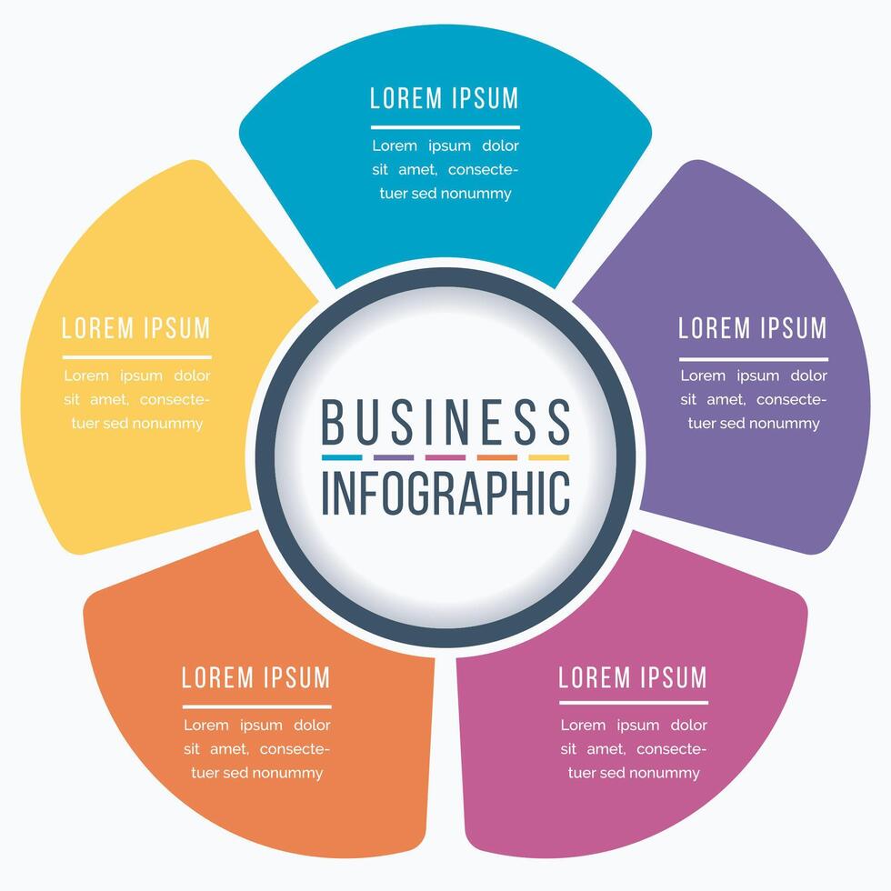 Circle Infographic design 5 Steps, objects, elements or options business information template vector