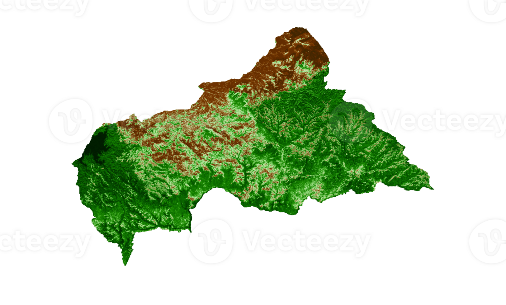 Central African Republic Topographic Map 3d realistic map Color 3d illustration png