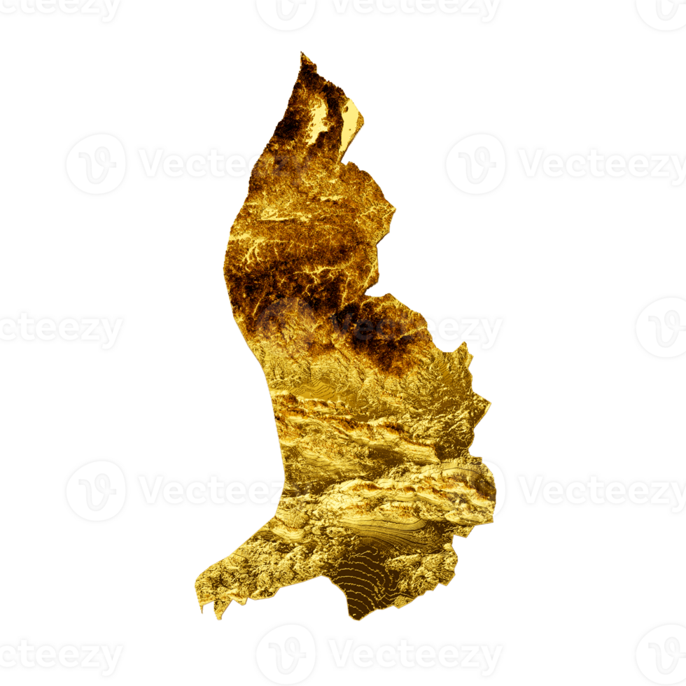 Liechtenstein Map Golden metal Color Height map 3d illustration png