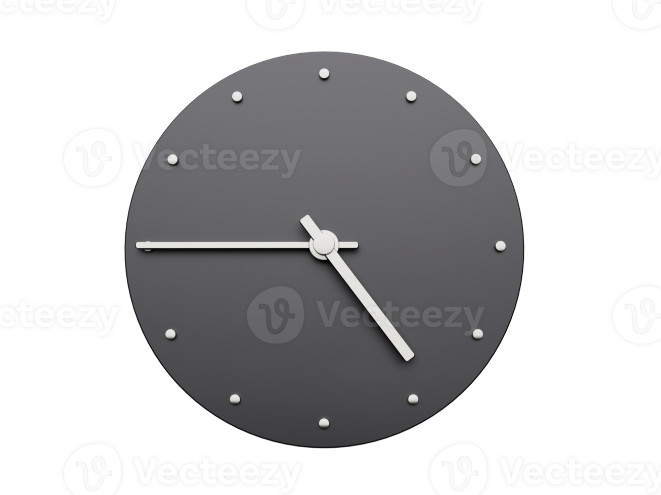 Simple clock gray Four forty five o'clock Modern Minimal Clock. 3D illustration png
