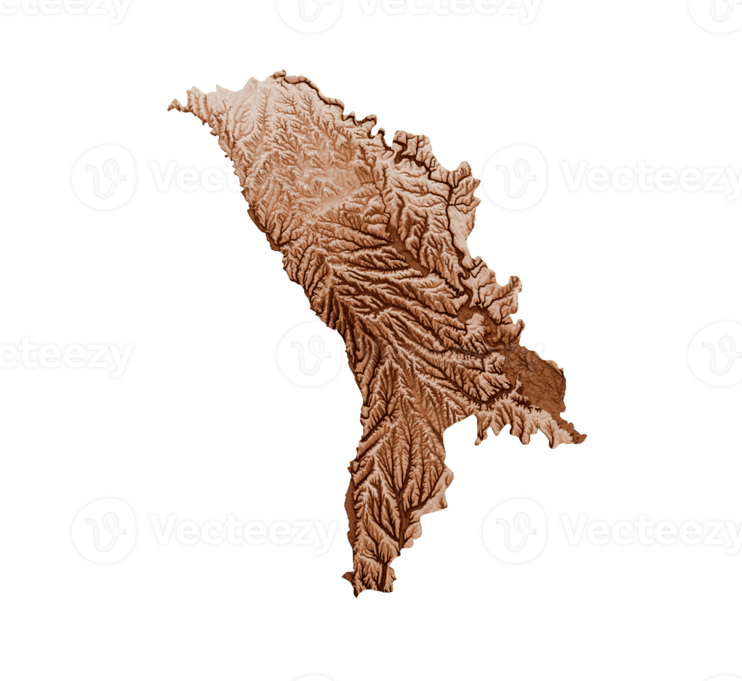 Map of Moldova in old style, brown graphics in a retro style Vintage Style. High detailed 3d illustration png