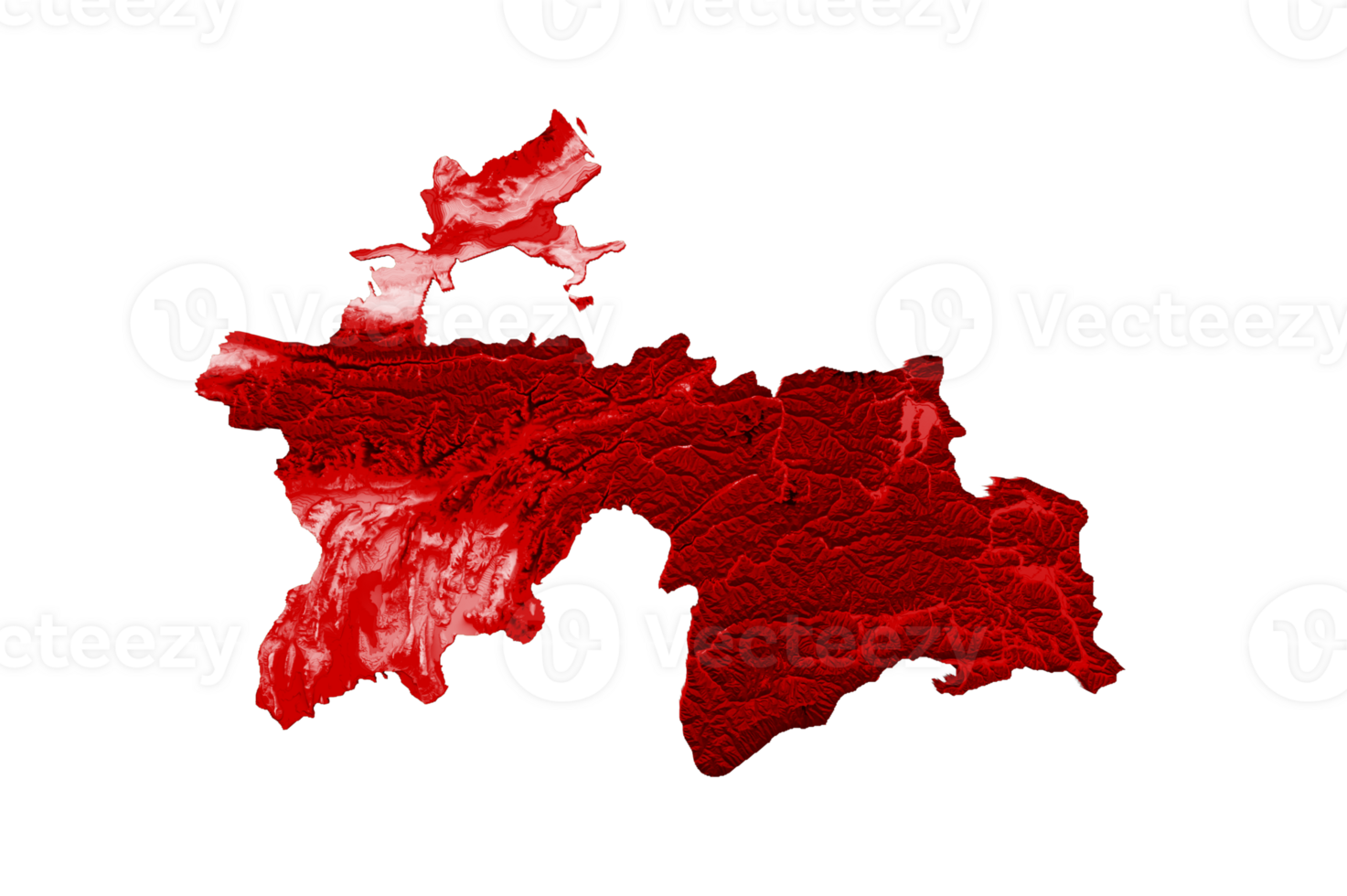 Tajikistan map with the flag Colors Blue and Red Shaded relief map 3d illustration png