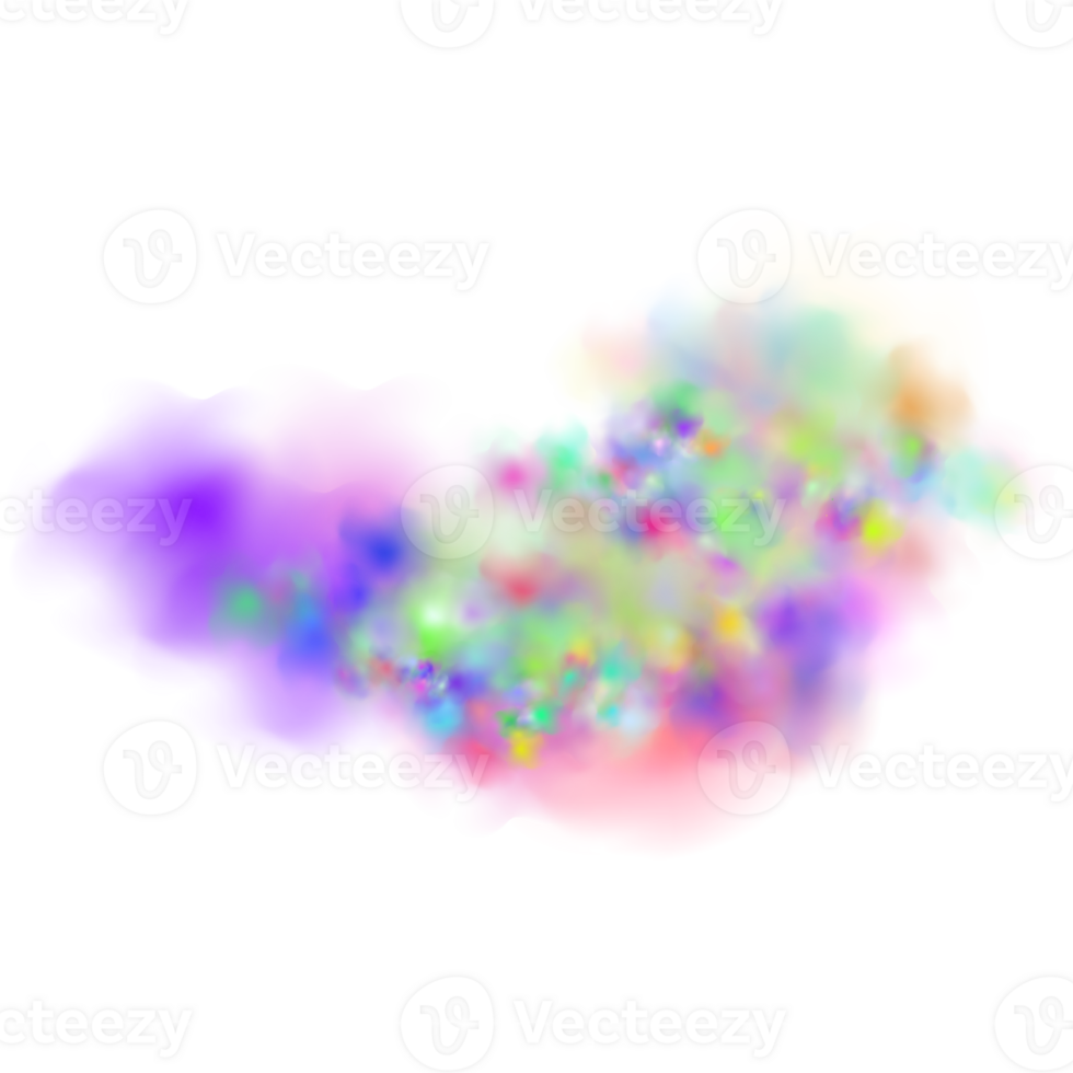 Background of an explosion of colorful smoke clouds.Multicolor fog with blue and yellow particles png