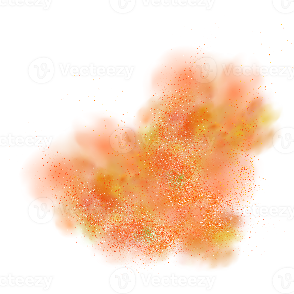 Background of an explosion of colorful smoke clouds.Multicolor fog with blue and yellow particles png