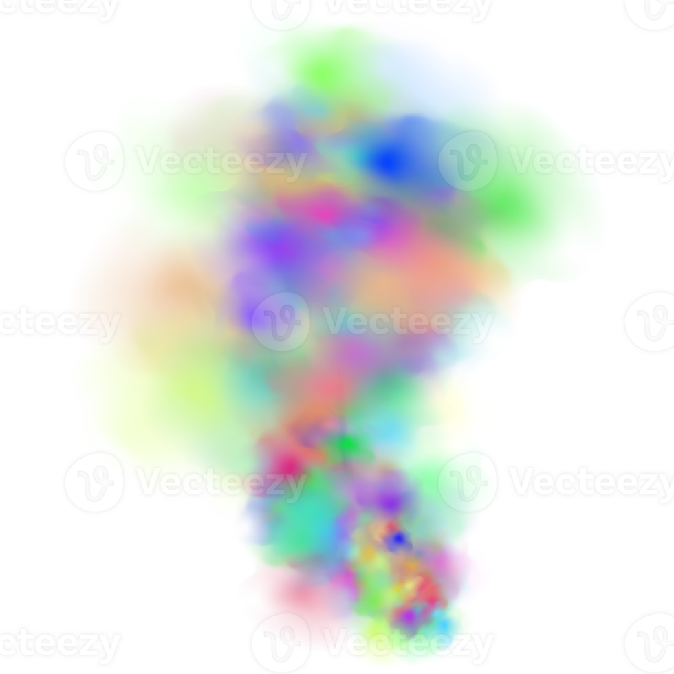 Background of an explosion of colorful smoke clouds.Multicolor fog with blue and yellow particles png