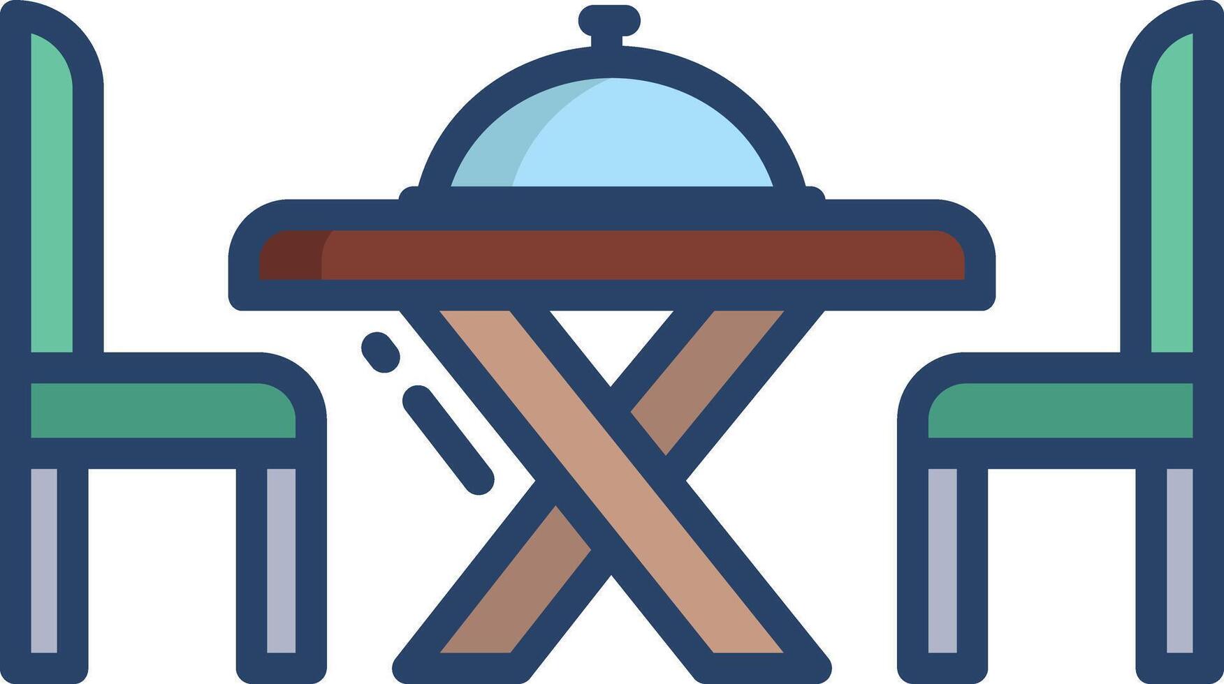 Dining Table linear color illustration vector