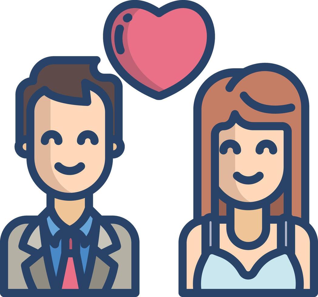 Couple linear color illustration vector