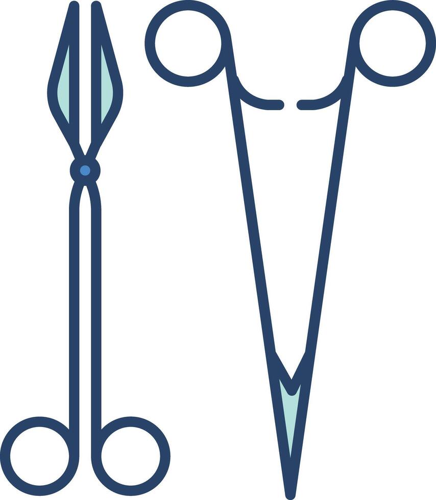 Surgical scissors linear color illustration vector