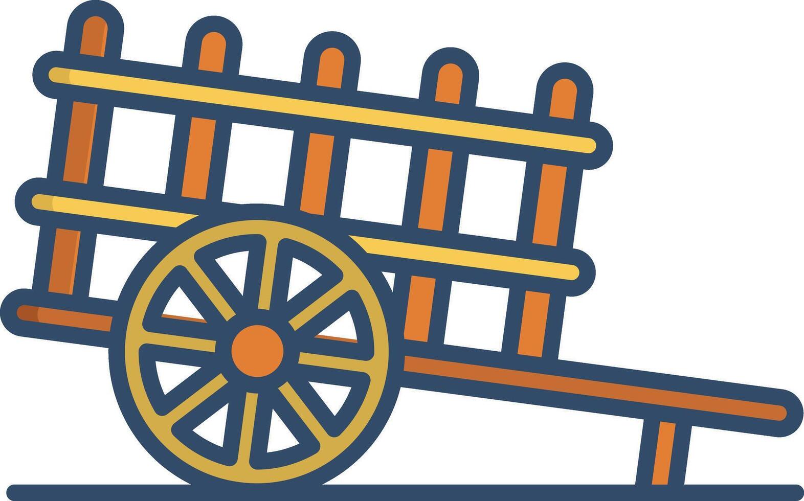 Bullock cart linear color illustration vector