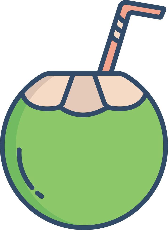 Tender coconut linear color illustration vector