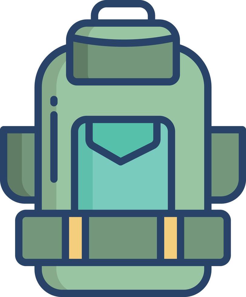 Backpack linear color illustration vector