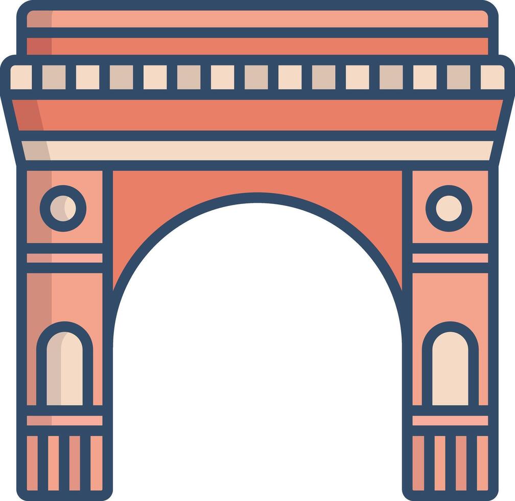 India Gate linear color illustration vector