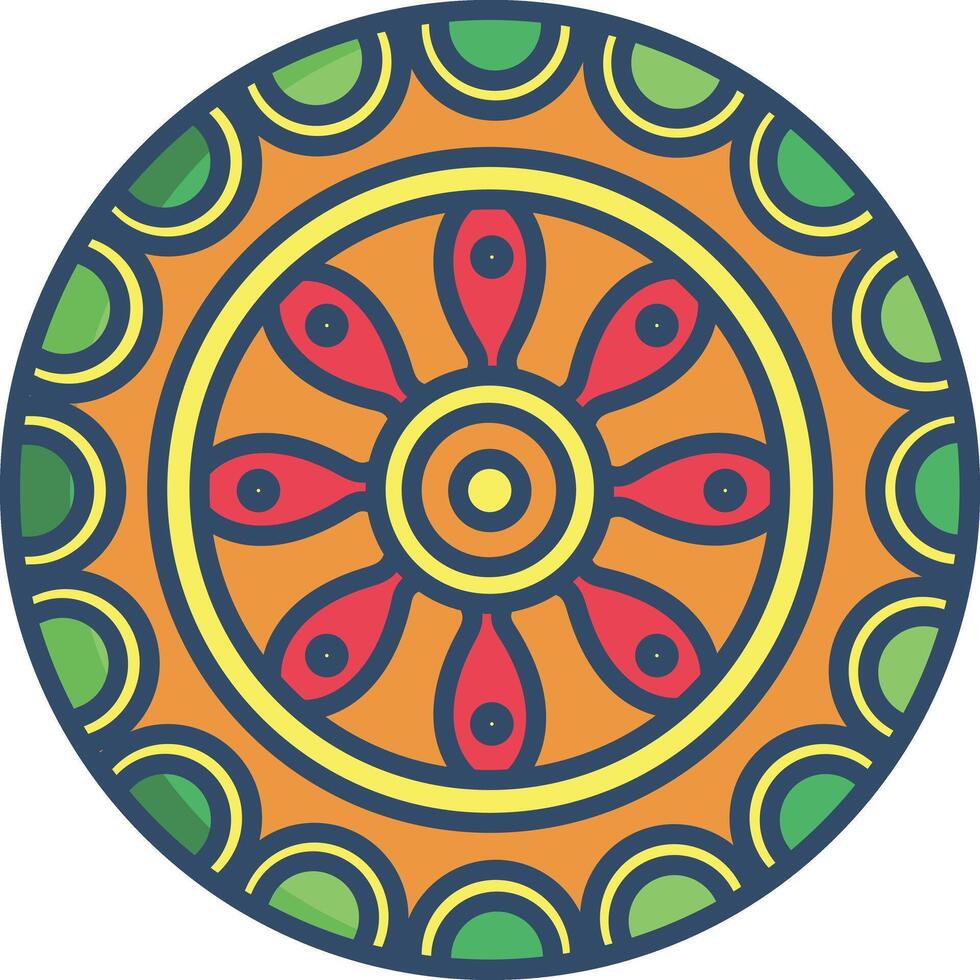 Mandala linear color illustration vector