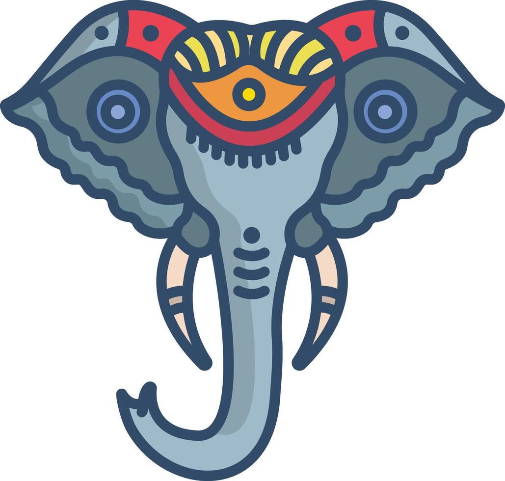 Dussara Elephant linear color illustration vector