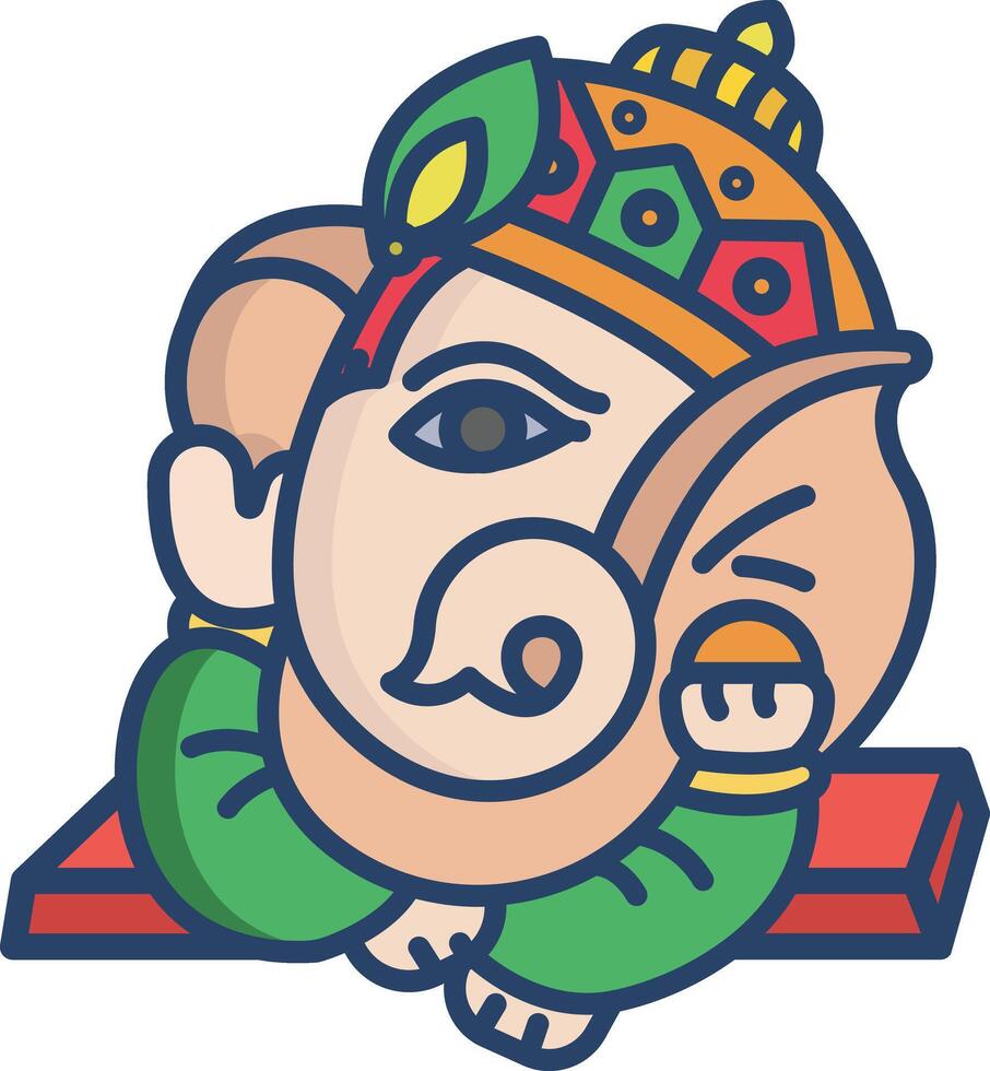Lord Ganesha linear color illustration vector