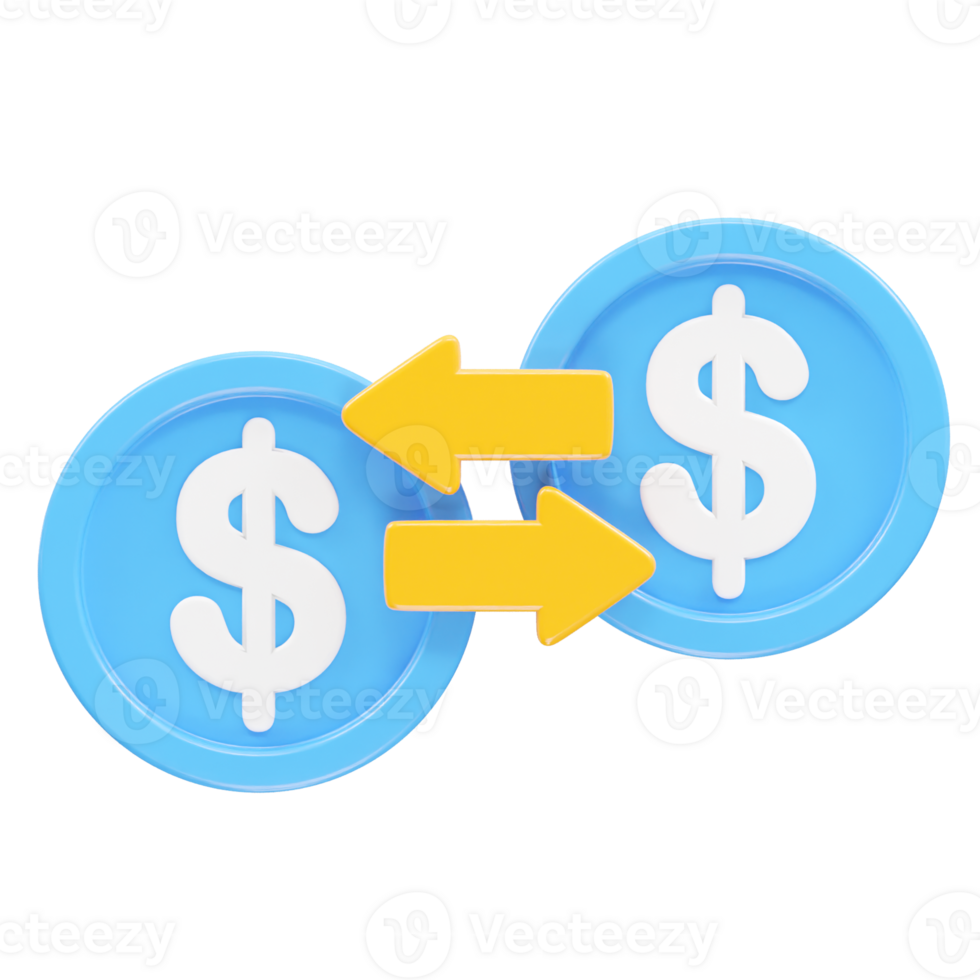 Money transfer icon illustration 3d rendering png