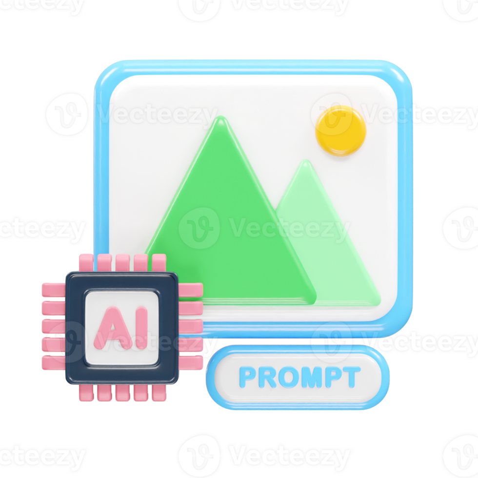 Ai prompt image player icon element 3d rendering png