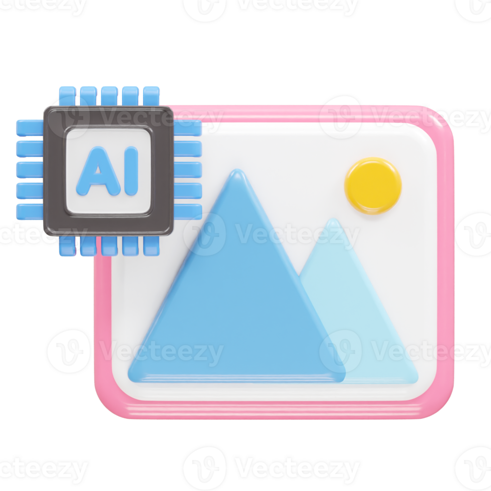 ai icon 3d rendering illustrtaion png
