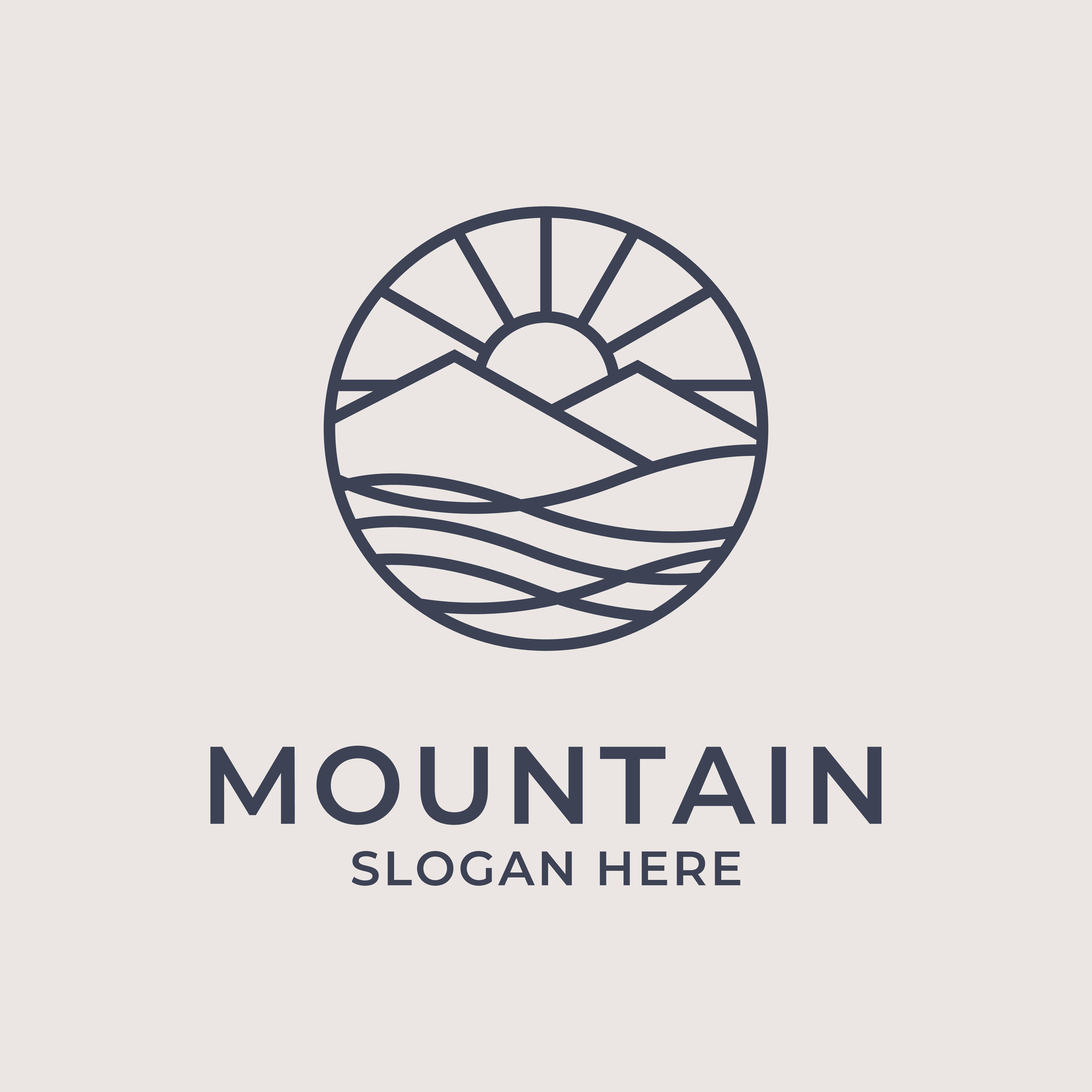 mountain river and sun logo design concept idea 46457418 Vector Art at ...