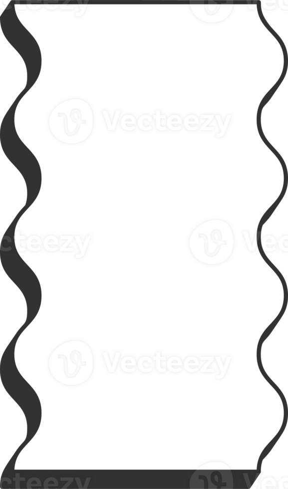 Wavy rectangle frame. Scallop edge box. Squiggle wavy border. Groovy zigzag abstract shape. Cute square aesthetic banner. png