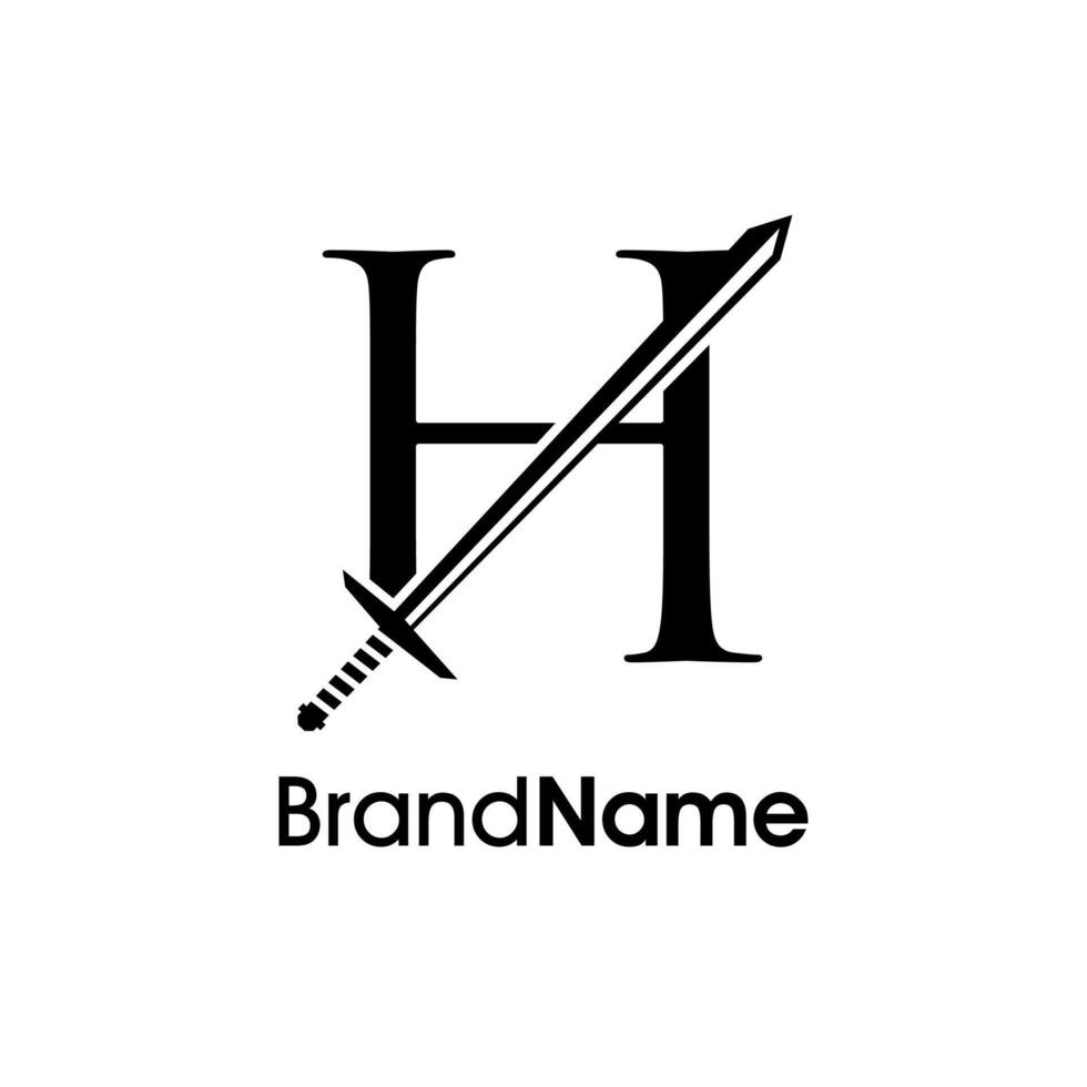 Luxury Initial H Sword Logo vector