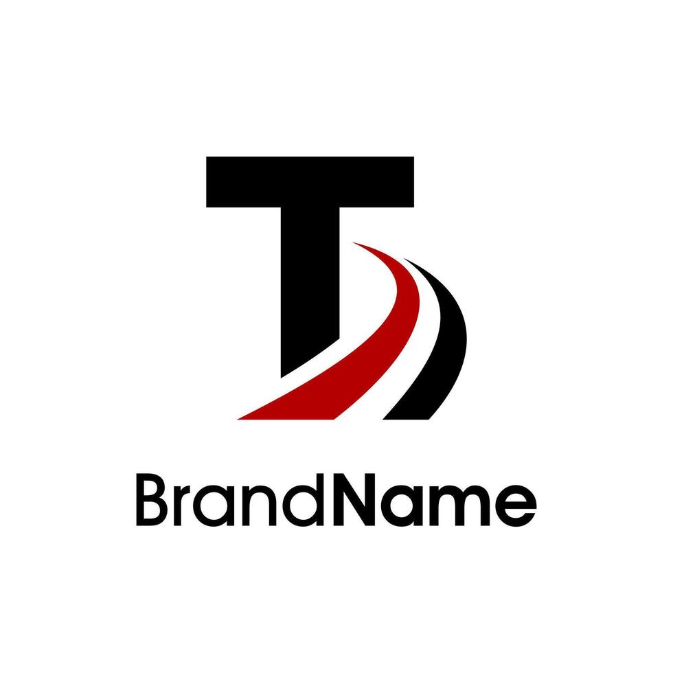 Simple Initial T Road Logo vector